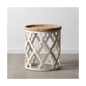 Stolik 50 x 50 x 56 cm Naturalny Biały Drewno świerkowe Drewno MDF