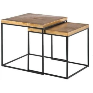Stolik Czarny 50 x 50 x 50 cm Miedź