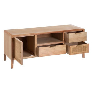 MebleTV HONEY 120 x 40 x 50 cm Naturalny Drewno Rattan