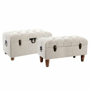 Taboret DKD Home Decor   Beżowy Drewno Brązowy (81 x 42 x 43 cm)