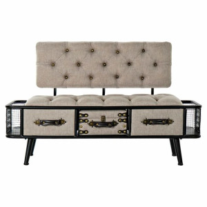 Taboret DKD Home Decor   Czarny Beżowy Metal PU (120 x 50 x 76 cm)
