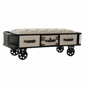 Taboret DKD Home Decor   Czarny Beżowy Metal PU (120 x 42 x 43 cm)