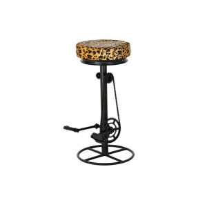 Taboret DKD Home Decor Czarny Metal Brązowy Skóra (45 x 40 x 82 cm)