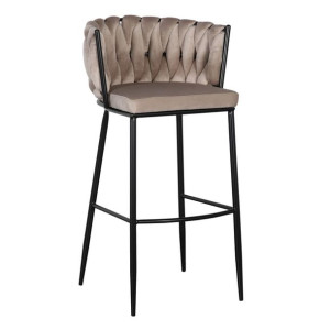 Taboret 57 x 57 x 104 cm Tkanina syntetyczna Czarny Beżowy Metal