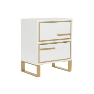 Stolik Nocny DKD Home Decor Złoty Metal Biały Drewno MDF (45 x 30 x 56 cm)