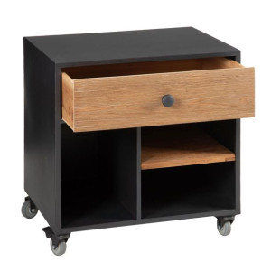 Stolik Nocny ALEXIS Naturalny Czarny Metal Drewno 50 x 38 x 50 cm