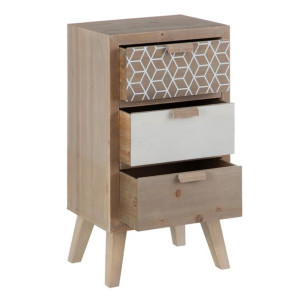 Stolik Nocny KENSY 40 x 30 x 72,5 cm Naturalny Drewno Biały