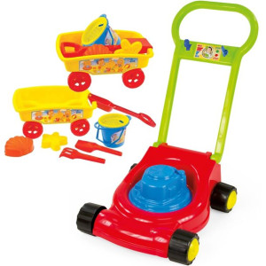 Mochtoys Kosiarka z dźwiękiem + Wózek z zabawkami do wody i piasku