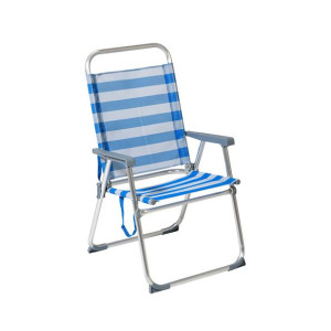 Fotel plażowy Paski Niebieski Aluminium 22 mm (52 x 56 x 92 cm)