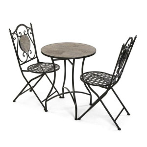 Zestaw Stołowy z 2 Krzesłami Versa Ivar Czarny Metal 60 x 71 x 60 cm