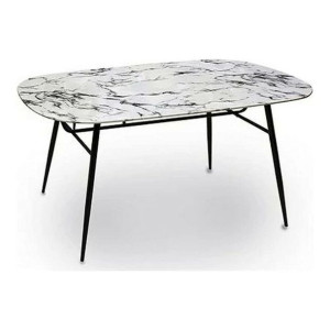 Stolik Czarny Metal Biały Melamina (90 x 76,5 x 160 cm)
