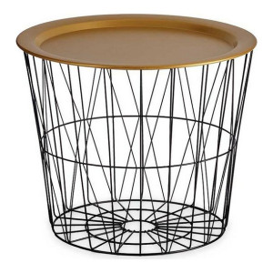 Stolik Czarny Złoty Metal (52 x 40 x 52 cm)