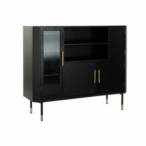 Kredens DKD Home Decor Czarny Szkło Złoty MDF (120 x 38 x 100 cm)