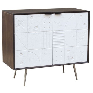 Kredens DKD Home Decor Brązowy Biały 90 x 43 x 80 cm Metal Drewno mango