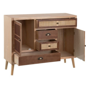 Kredens SASHA 100 x 33 x 80 cm Naturalny Drewno Krem Rattan