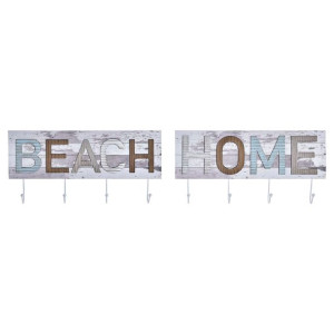 Wieszak ścienny DKD Home Decor 45 x 5 x 23 cm Metal Drewno Plaża (2 Sztuk)