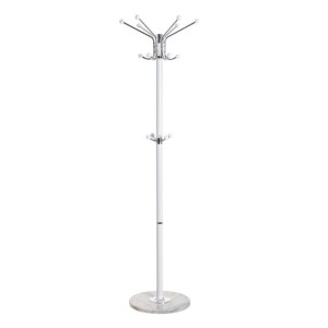 Stojan na klobúky 37 x 37 x 186 cm Metal Biały Marmur