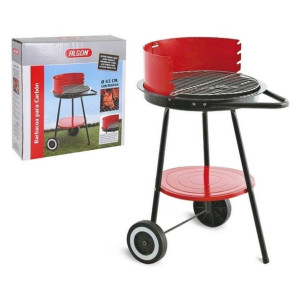 Grill Węglowy na Kólkach Algon Czarny Czerwony (Ø 43 cm) Stal emaliowana