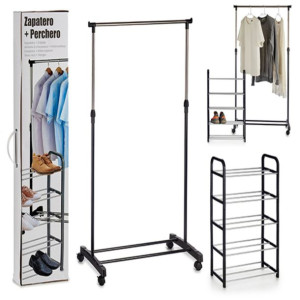 Set Szafka na Buty Wieszak na ubrania Metal Plastikowy (43 x 155 x 80 cm)