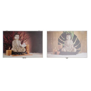Narzuta DKD Home Decor Budda Licznik 46,5 x 6 x 31,5 cm 2 Sztuk Drewno MDF