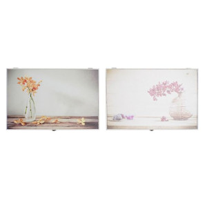 Narzuta DKD Home Decor Kvety Licznik 46,5 x 6 x 31,5 cm 2 Sztuk Drewno MDF