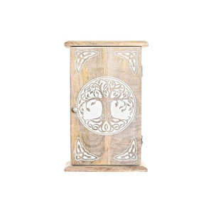 Szafa na klucze DKD Home Decor 18 x 7,5 x 28 cm Brązowy Biały Drewno mango