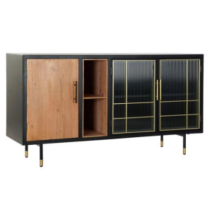 Kredens DKD Home Decor Czarny Szkło Naturalny MDF (140 x 40 x 75 cm)