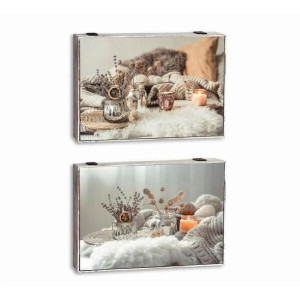 Narzuta DKD Home Decor Licznik Spa 46,5 x 6 x 31,5 cm 2 Sztuk Drewno MDF