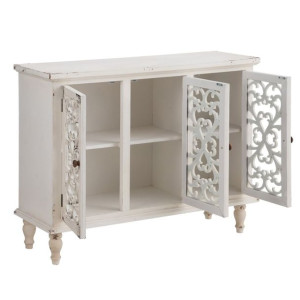 Kredens SHABBY CHIC 120 x 40 x 91 cm Biały Drewno świerkowe Drewno MDF