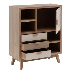 Kredens KENSY 80 x 34 x 98 cm Naturalny Drewno Biały
