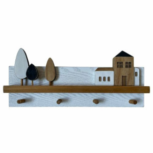 Wieszak ścienny DKD Home Decor 40 x 4 x 17 cm Drewno Domy Miejska