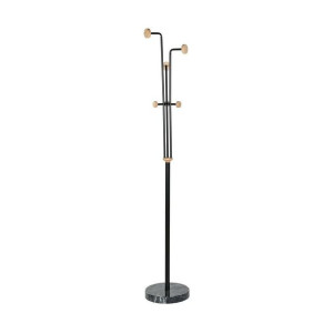 Stojan na klobúky DKD Home Decor Czarny Metal Drewno (30 x 30 x 177 cm)