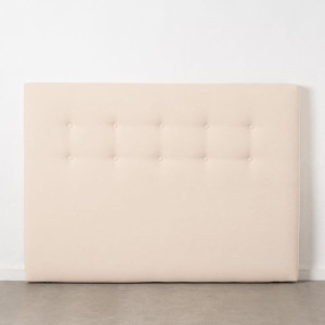 Zagłówek do łóżka 165 x 8 x 125 cm Tkanina syntetyczna Krem