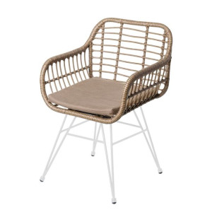 Záhradná stolička Ariki 57 x 62 x 80 cm rattan syntetyczny Stal Biały