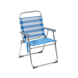 Fotel plażowy Paski Niebieski Aluminium 22 mm (52 x 56 x 80 cm)