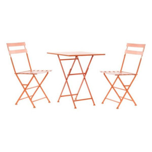 Zestaw Stołowy z 2 Krzesłami DKD Home Decor Koral Metal (3 pcs)
