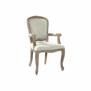 Krzesło DKD Home Decor Beżowy Drewno Poliester (57 x 57 x 94 cm)