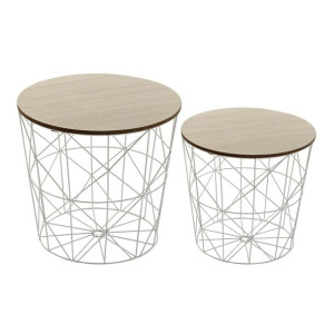 Zestaw 2 stołów Versa Metal Drewno MDF (40,5 x 41 x 40,5 cm)