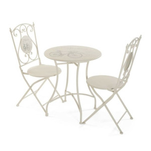 Zestaw Stołowy z 2 Krzesłami Versa Irlan Biały 61 x 71 x 61 cm Metal