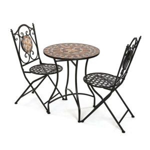 Zestaw Stołowy z 2 Krzesłami Versa Ikaro Czarny Metal 60 x 71 x 60 cm