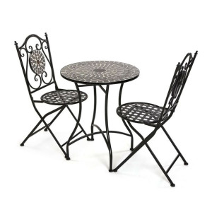 Zestaw Stołowy z 2 Krzesłami Versa Neilos Czarny Metal 60 x 71 x 60 cm
