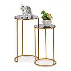 Zestaw 2 stołów Metal Szkło (2 Części) (35 x 60 x 35 cm)