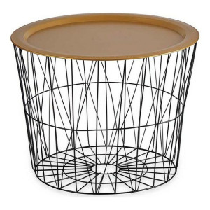 Stolik Czarny Złoty Metal (42 x 35 x 42 cm)