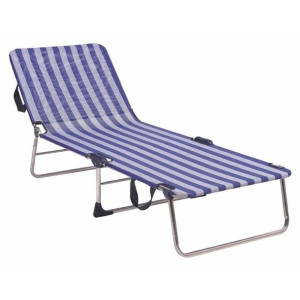Leżak plażowy Alco Biały Granatowy Wielopozycyjna