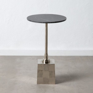 Stolik 38,5 x 38,5 x 65 cm Czarny Srebro Aluminium Marmur
