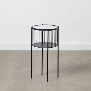Stolik 26 x 26 x 53 cm Szkło Czarny Metal