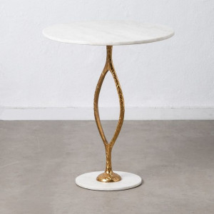 Stolik 60 x 60 x 71 cm Złoty Metal Biały Marmur