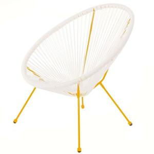 Fotel ogrodowy Acapulco 73 x 80 x 85 cm Biały Rattan Musztarda