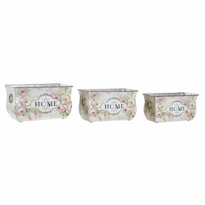 Doniczka DKD Home Decor 31 x 18 x 17,5 cm Różowy Metal Kvety Shabby Chic