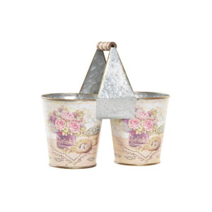 Doniczka DKD Home Decor 24 x 12 x 23 cm Różowy Metal Shabby Chic
